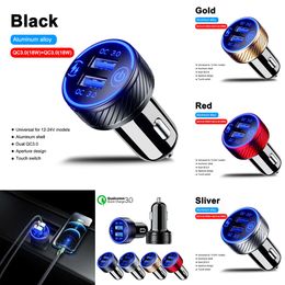 New 36W Car Charger Socket Dual QC 3.0 USB Port Fast Charging Cigarette Lighter Adapter with LED Touch Switch for 12V-24V RV ATV