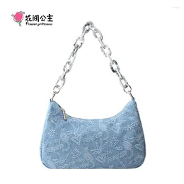 Evening Bags Rhapsody Women's All-Match Jacquard Denim Acrylic Handbag Crossbody Shoulder Underarm Small Bag