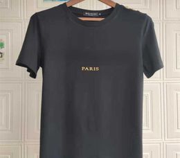 Women Tops Casual Shoulder Gold Button Bronzing Letter Short Sleeve Designer Tshirts Plus Size Xsxxl5953715