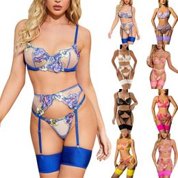 Women's Swimwear Fun Underwear Set Sexy Lace Mesh V Neck Embroidery With Steel Lingerie Costumes 6xl Womens Sleepwear