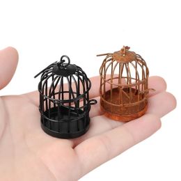 1 6 12 Iron Metal Bird Cage Micro Landscape Mini Doll House Ornament DIY Hollow Home Hanging Decoration Desktop Decor 240416