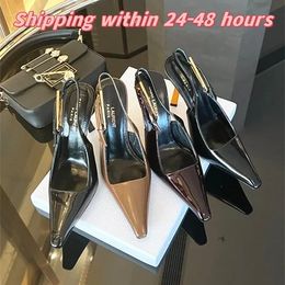 Nuovo Lee Mirror in pelle Slingback sandalo sandalo Slippista con tacchi a spillo di lusso femminile Designer di lusso Summer SEXY DREST SCARPE Girl Girl Loafer sera High Heel 7-9cm