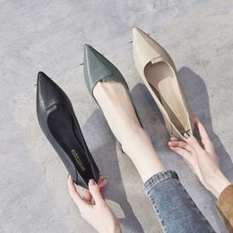 Обувь для женщин 2024 Moccasins Office Ladies Lumms Lummbear Low Heel Элегантное черное заостренное пальцем с бесплатной доставкой высокое качество