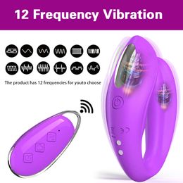 U Shape Wearable Vibrator for Couples Erotica sexy Intimate Goods Soft Silicone Dildo Vibrators Remote Control Adults sexy Toys