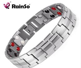 Rainso Fashion Jewelry Healing FIR Magnetic Titanium Bio Energy Bracelet For Men Blood Pressure Accessory Silver Bracelets9200845