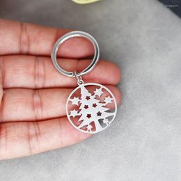Keychains Nedar Christmas For Women Men Stainless Steel Xmas Tree Snowflake Star Keyrings Bag Car Key Chain Jewelry Charms Gifts