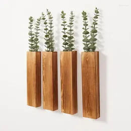 Vases Wall For Flowers Wooden Decoration Vase Farmhouse Pocket Hang Planter Dried Home Decor