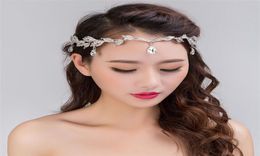 1 Piece Silver Crystals Rhinestones Leaves Head Chain Jewelry Forehead Headpiece Bride Rhinestone Wedding Hair Accessories 2001 T27407880