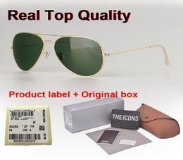 Brand designer Sunglasses Men Women 5862mm Classic Pilot Sun glasses Driving glasses Metal Frame UV400 glass Lens with Retail box6658958