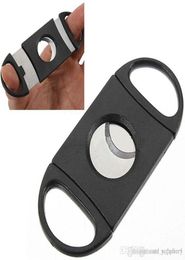 Pocket Plastic Stainless Steel Double Blades Cigars Guillotine Cigar Cutter Knife Scissors Tobacco Black New Smoking Tool9654547