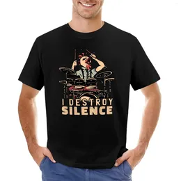 Men's Polos I Destroy Silence Chicken Drummer T-Shirt Cute Tops Customizeds Heavyweights Big And Tall T Shirts For Men