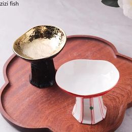 Plates Creative High Legged Ceramic Dinner Plate Retro Sashimi Salad Dessert Molecular Cuisine Specialty Tableware