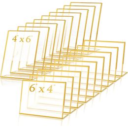 Other Event Party Supplies 10 Pack Gold Frame Acrylic Sign Holder Wedding Table Number Slanted Clear Menu Picture Double Homefavor Dh9Fx