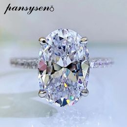 PANSYSEN Real 925 Sterling Silver 812MM Oval Cut High Carbon Diamond Gemstone Finger Engagement Rings for Women Fine Jewellery 240417