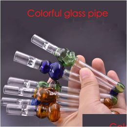 Smoking Pipes Wholesale Gourd Glass Hand Tobacco Pipe Mix Colorf Skl Shape Cigarette Filter Bat One Hitter For Hookah Accessories Drop Ot8Jp