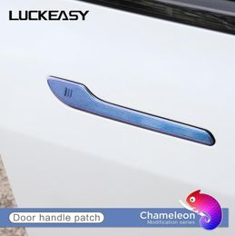 LUCKEASY For Tesla Model 3 Model Y Car Exterior modification ABS door handle trim strip model3 2022 starry sky chameleon series6327349