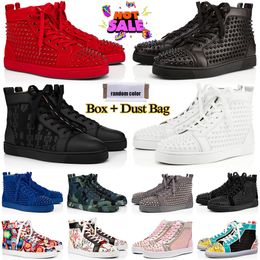 2024 mens shoes Luxurys Designers red bottoms high low tops studded spikes fashion suede leather black silver women flat sneaker Party