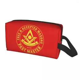 Cosmetic Bags Custom Masonic Freemason Toiletry Bag For Women Mason Freemasonry Makeup Organiser Ladies Beauty Storage Dopp Kit Box