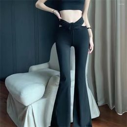 Women's Pants UNIZERA2024 Spring Product Simple And Elegant Slim Fit High Waist Hollow Decoration Micro La Long