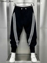 Men's Pants Black striped outdoor jogging pants autumn casual sports pants large-sized high-quality luxury brand mens clothing Q240417