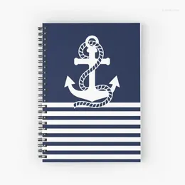 Nautical Anchor Spiral Journal Notebook Hardcover College Ruled Notebooks For Work Note Taking Journaling Ocean Lover Gifts