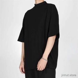 Men's T-Shirts High Quality Luxury Solid Colour T-shirt Niche Crew Neck Japanese Short Sleeve T-shirt Men Summer Loose Casual Bottoming Shirt