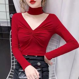 Women's Blouses Blouse Women Thickened Sexy V-neck Twisted Long-Sleeved Shirts Autumn And Winter Blusas Ropa De Mujer