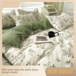 Home Textile Water Wash Four Piece Bedding Set Summer and Winter Blanket Large Sheet Bed Sheets Pillowcases 240417