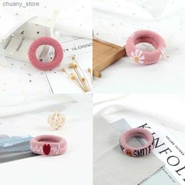 Hair Rubber Bands 2Pcs/Lot Korean Large Hair Band Pink Printed Thick Hair Tie High Quality Scrunchies Elastic Headband Women Girls Ponytail Holder Y240417