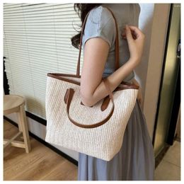 Totes Casual Straw Woven Tote Bag Fashion Lady Purse Travel Beach Shopping Large Capacity Women Shoulder