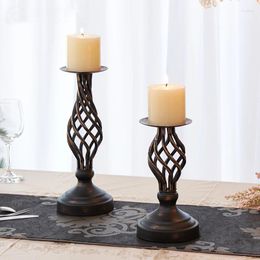 Candle Holders Retro Hollow Wrought Iron Candlestick Home Table Romantic Candlelight Dinner Banquet Wedding Birthday Decoration