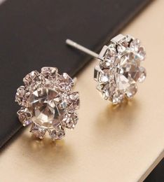 Halo Stud Earrings Round Cut Cubic Zirconia Rhodium Plated for Womens Sensitive Ears8199040