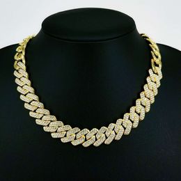 designer necklace hip-hop 14mm diamond patchwork trendy Cuban chain full diamond necklace large gold chain