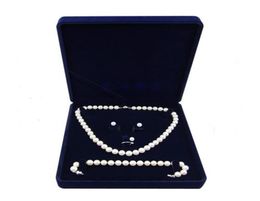 19x19x4cm velvet Jewellery set box long pearl necklace box gift box display high quality blue color1214242