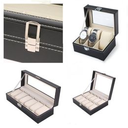 Watch Boxes & Cases 1 2 3 5 6 10 12 Grids PU Leather Box Case Holder Organizer For Quartz Watches Jewelry Display With Lock Gift247m