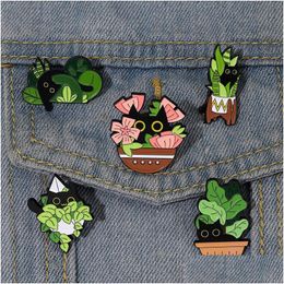 Pins Brooches Potted Plants Enamel Brooch Pins Aesthetic Cute Lapel Badges Cool For Backpacks Hat Bag Collar Diy Fashion Jewellery Ac Dhwkx
