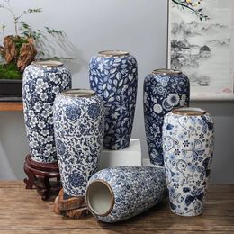 Vases Jingdezhen Porcelain Antique Blue White Decoration Living Room Flower Arrangement Chinese Large Decorative