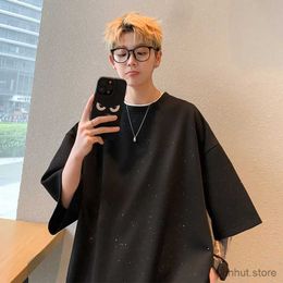 Men's T-Shirts Harajuku Men Oversized Chic Tee Shirts Summer Short Sleeve All-match T-Shirts Mens Korean Loose Tops Plus Size 5XL-M