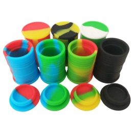 silicone oil barrel container jars dab wax vaporizer rubber drum shape container 11ml silicon dry herb dabber tool concentrate storage LL