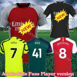 SAKA Soccer Jerseys G. JESUS ODEGAARD RICE HAVERTZ 24 25 Gunners MARTINELLI SMITH ROWE NKETIAH ZINCHENKO SALIBA TROSSARD Football Shirt ARsen Men Kids Child Sets Kit