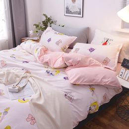 34pcsset Kawaii Cotton Bedding Set For Girl Luxury Soft Duvet Cover Bed King Queen Full Twin Size Sheets With pillow cases 240417