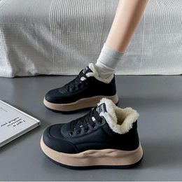 Casual Shoes Trendy Winter Warm Cotton For Women's 2024 Plush High Top Thick Sole Zapatillas De Deporte Trafza