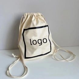 Fashion Black White Canvas Bag Classic Logo Printed Backpack Large Capacity Shopping Bag Single Shoulder Bag Beach Portable Environmental Bags