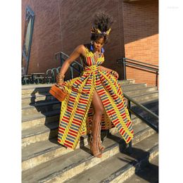 Ethnic Clothing Indie Style African Dresses For Women Floral Dashiki Print Maxi Dress Long Summer Fashion 2024 Bandage Elegant