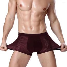 Underpants Men Breathable Boxers Men's Seamless Ice Silk Mesh Boxer Briefs With Moisture-wicking Technology U Convex Design For Ultimate