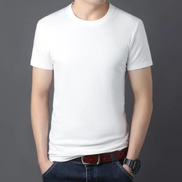 2023 Summer Mens Tshirt 100 Cotton White Solid T Shirt Men Causal O Neck Short Sleeve Daily Tops Tees Plus Size 240416