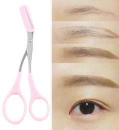 Eyebrow Trimmer Eyelash Thinning Shears Comb Eyelash Clips Scissors Shaping Eyebrow Cosmetic Tool Pink5312892