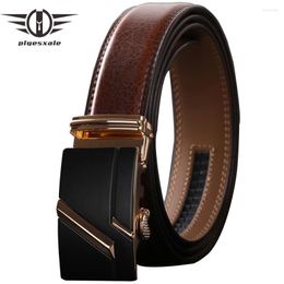 Belts Fashion Leather Belt For Men Luxury Alloy Buckle Automatic Black Ratchet Male Waist Strap 3.5cm Width High Quality B467