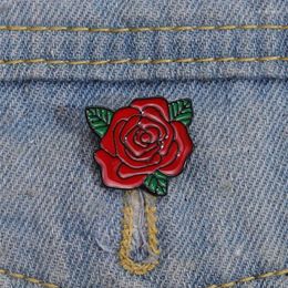 Brooches Red Rose Enamel Pins Custom Flowers Lapel Badges Floral Plant Jewelry Lover Mothers Day Gift Drop