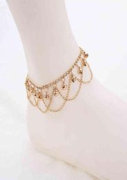 Fashion Bohemian Gold Bell Tassel Anklets for Women Charm Leg Bracelet Ankle Foot Chains Barefoot Sandal Beach Jewelry8929669